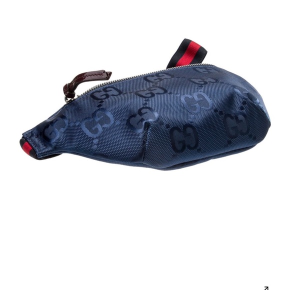 Gucci Handbags - GUCCI Small Blue and Red GG Monogram Web Stripe Bum Bag
